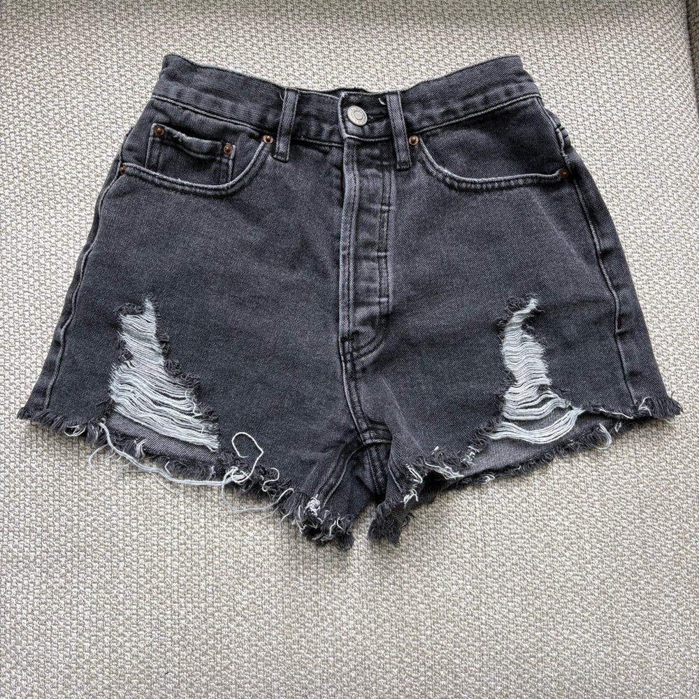 Pacsun Ultra High Rise Distressed Jeans in Black Denim Size 23